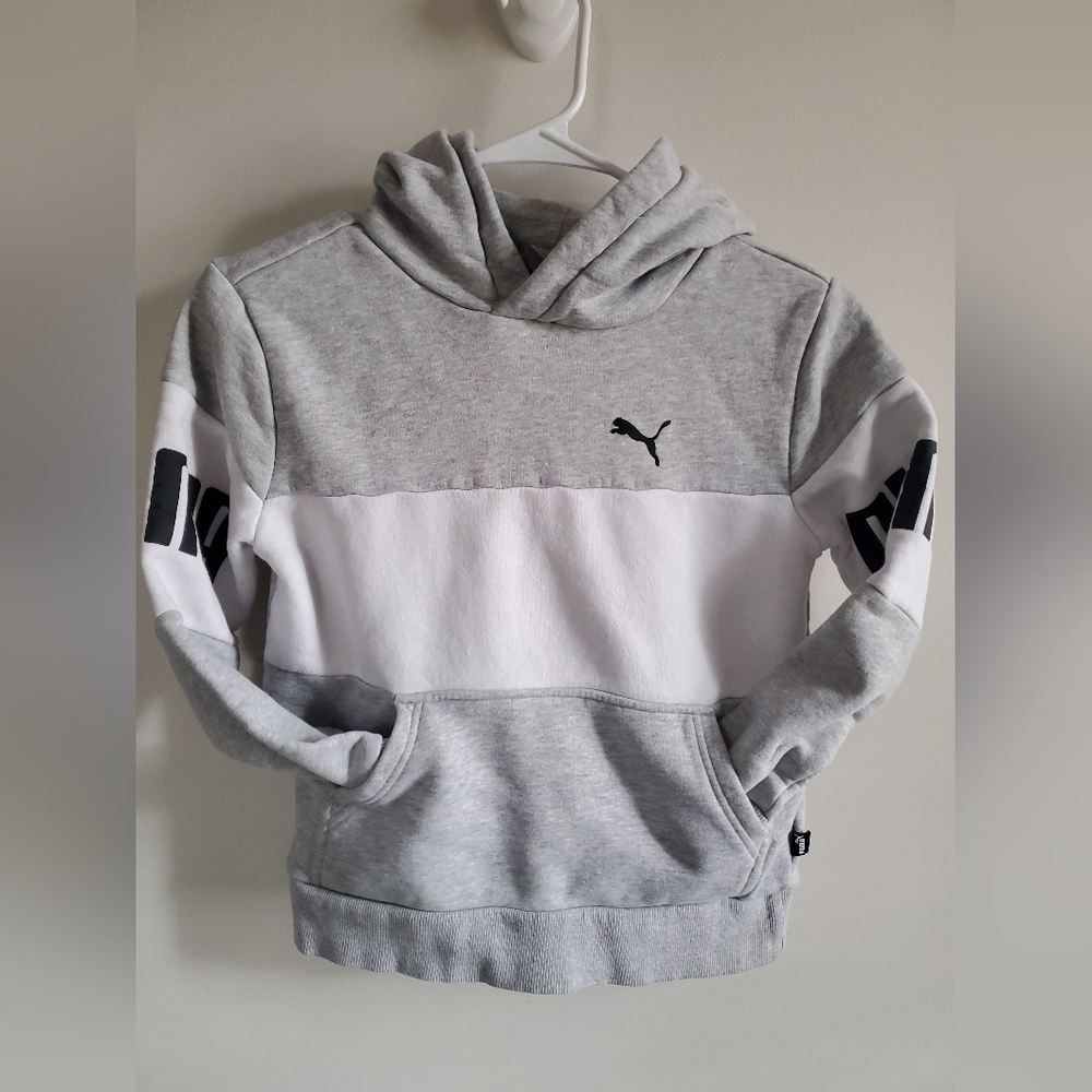 Puma Kids Gray and White Hoodie